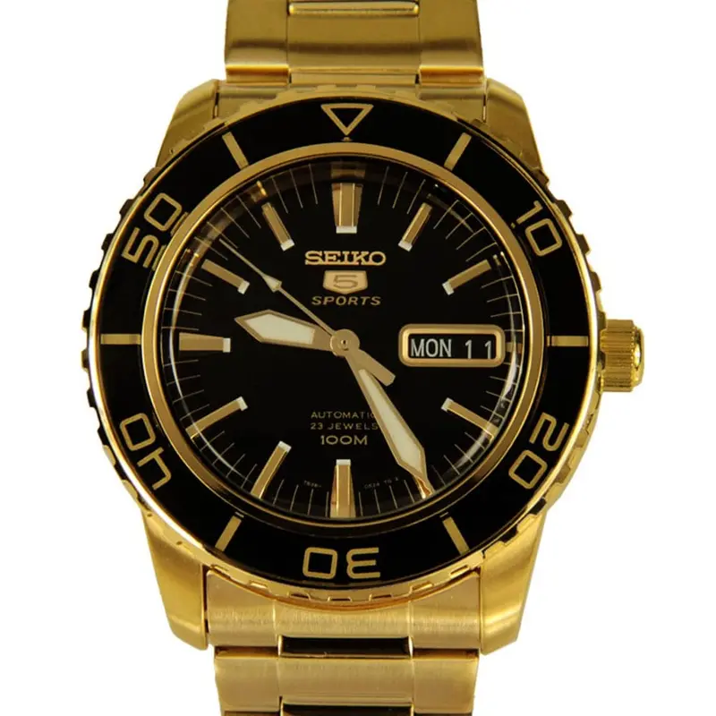 Seiko 5 Snzh60k1p Black Dial Gold Stainless Steel Men Watch 1