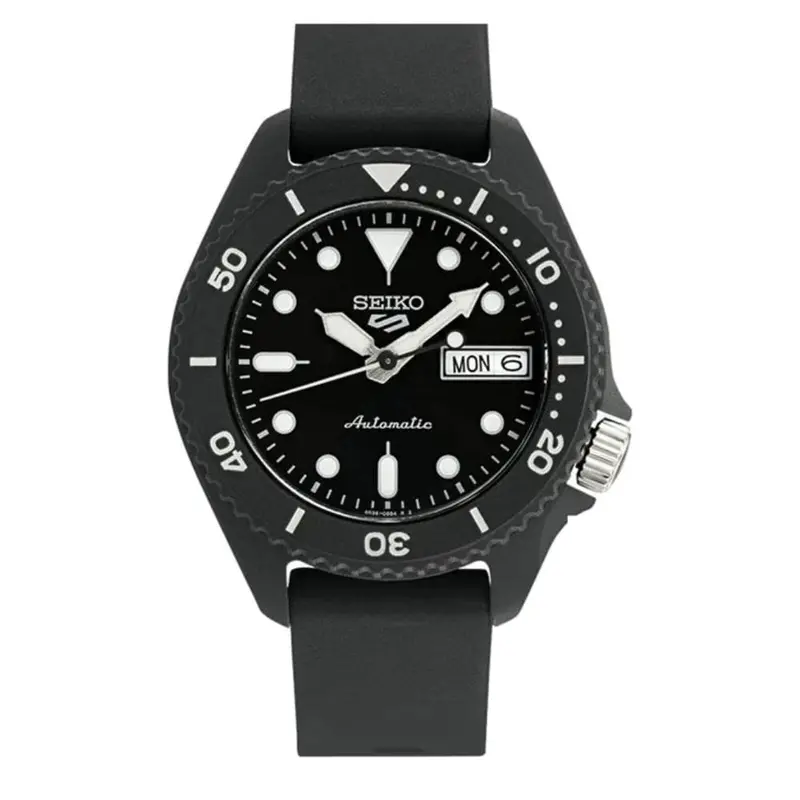 Seiko 5 Sports Automatic Black Dial And Silicone Strap Men Watch Srpg87k1 1