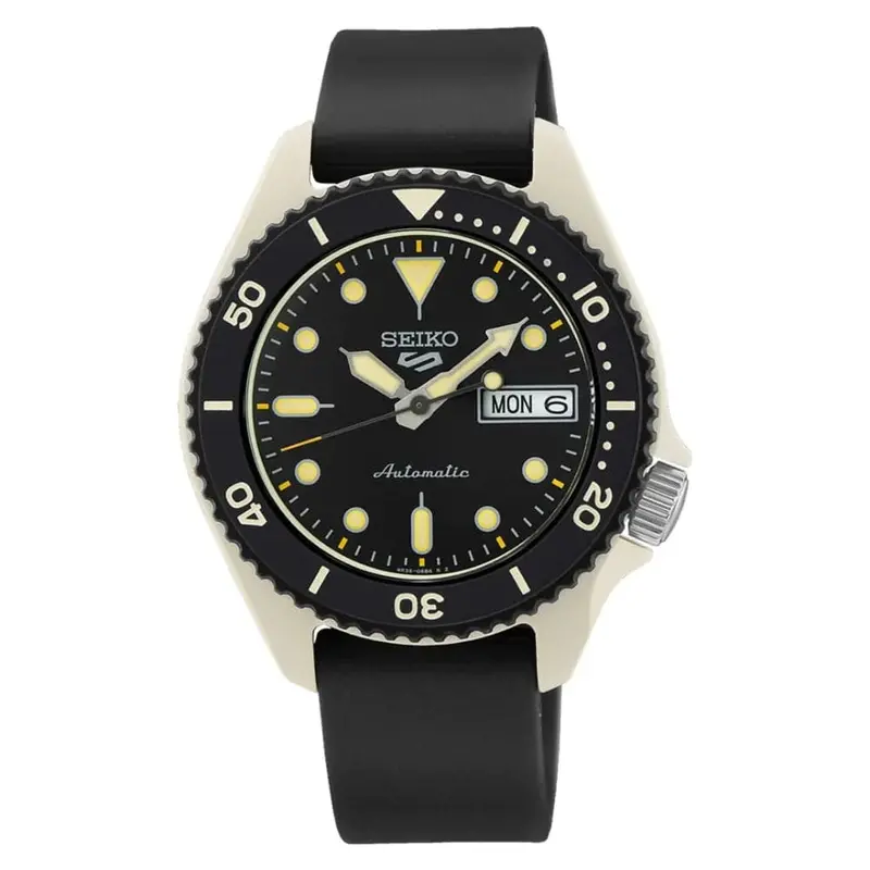 Seiko 5 Sports Automatic Black Silicone Strap Men Watch Srpg79k1 1
