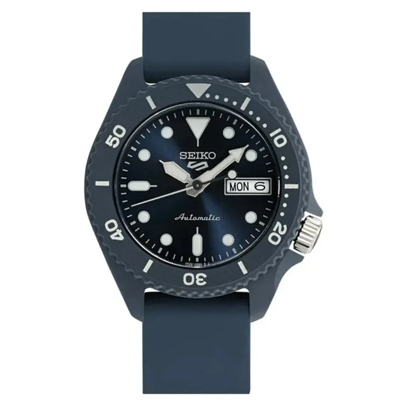 Seiko 5 Sports Automatic Blue Silicone Strap Men Watch Srpg85k1 1