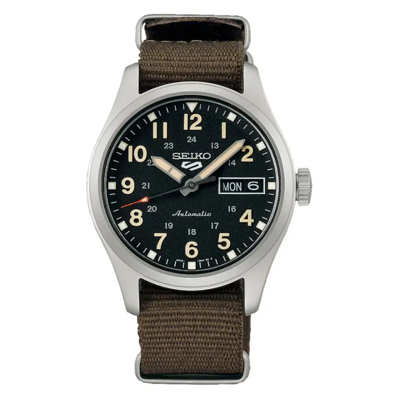 Seiko 5 Sports Automatic Dark Brown Nylon Strap Men's Watch Srpj85k1p 1