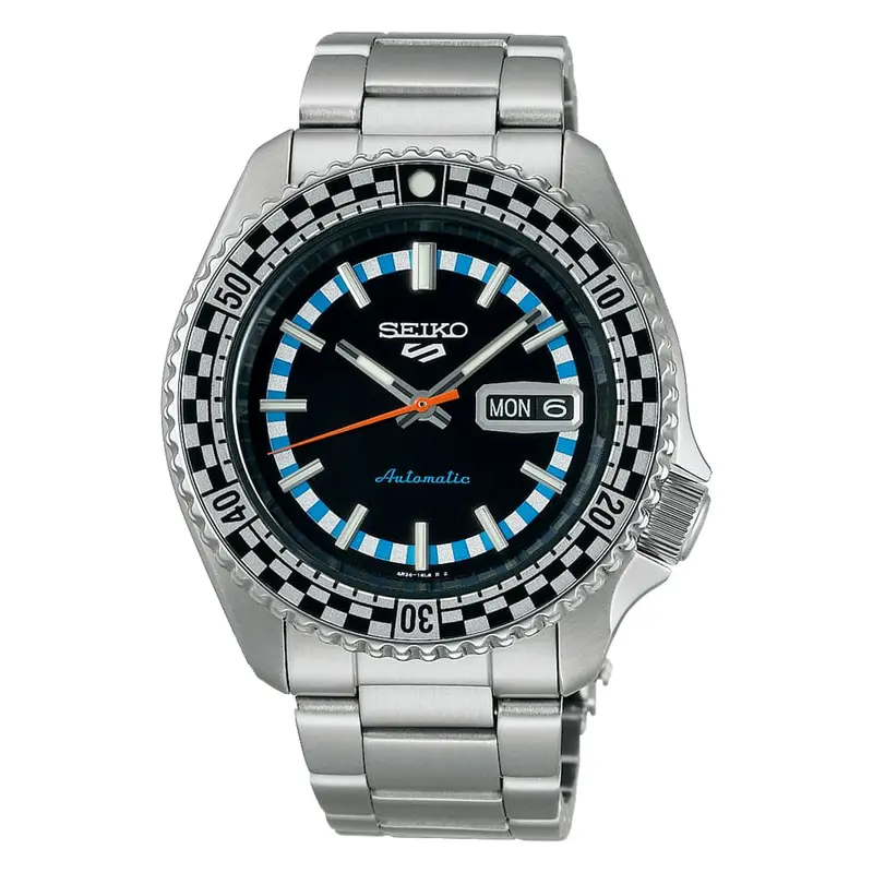 Seiko 5 Sports Black Dial Silver Stainless Steel Strap Men Watch Srpk67k1 1