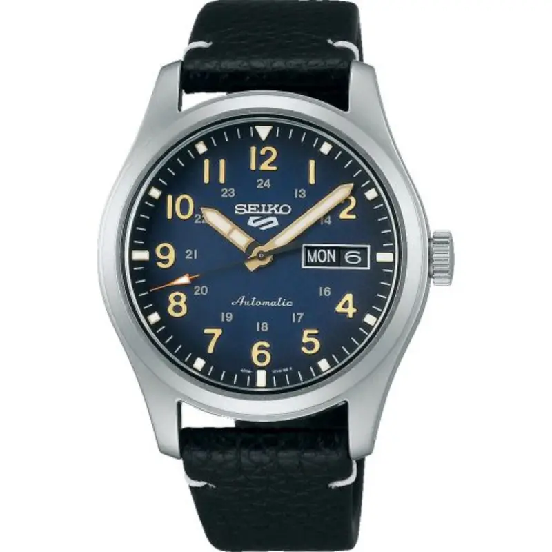 Seiko 5 Sports Black Leather Strap Men Watch Srpg39k1p 1