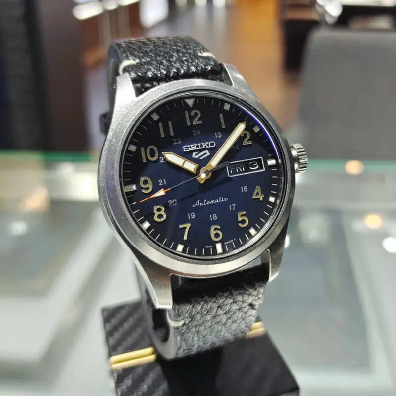Seiko 5 Sports Black Leather Strap Men Watch Srpg39k1p 2