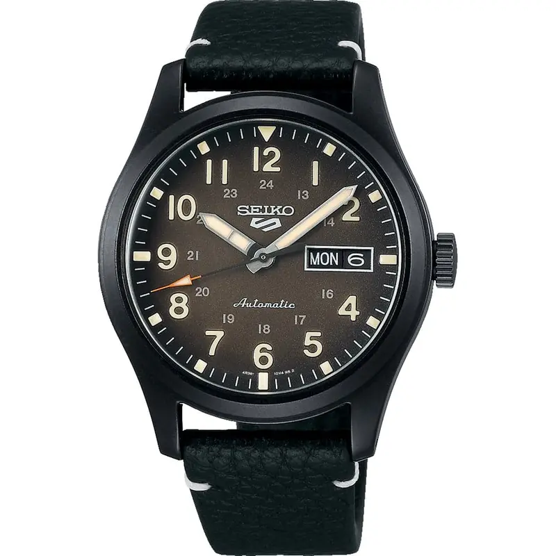 Seiko 5 Sports Black Leather Strap Men Watch Srpg41k1p 1