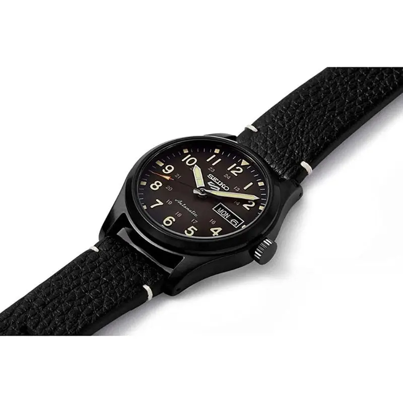Seiko 5 Sports Black Leather Strap Men Watch Srpg41k1p 2