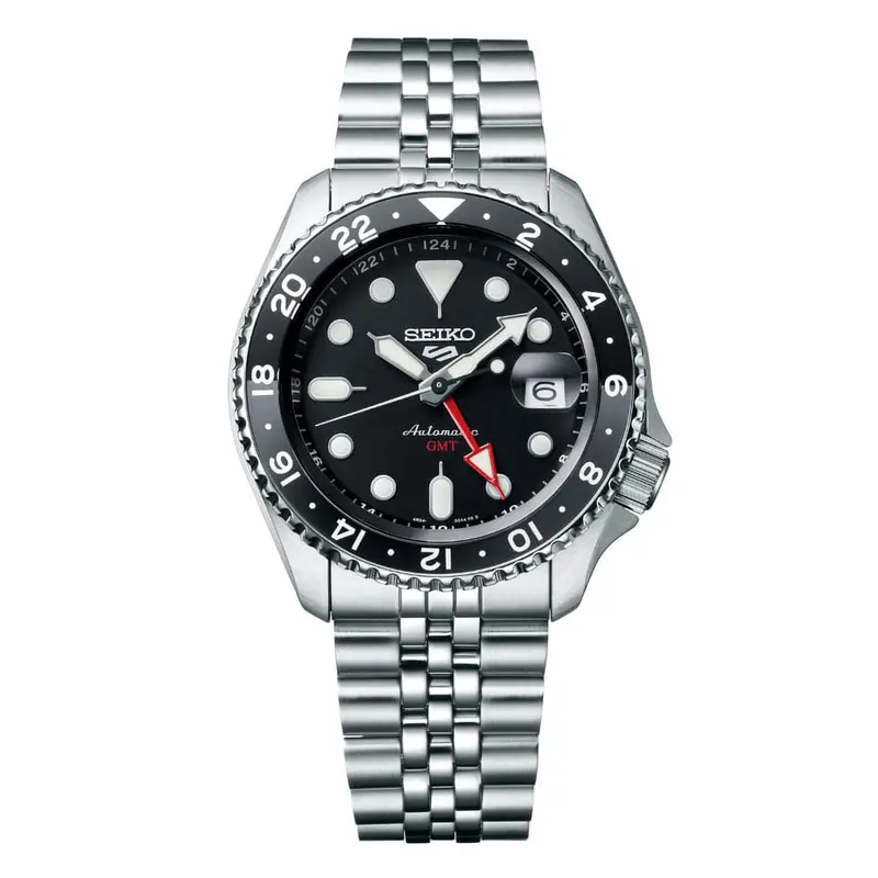 Seiko 5 Sports Gmt Black Dial With Silver Stainless Steel Strap Men Watch Ssk001k1p 1