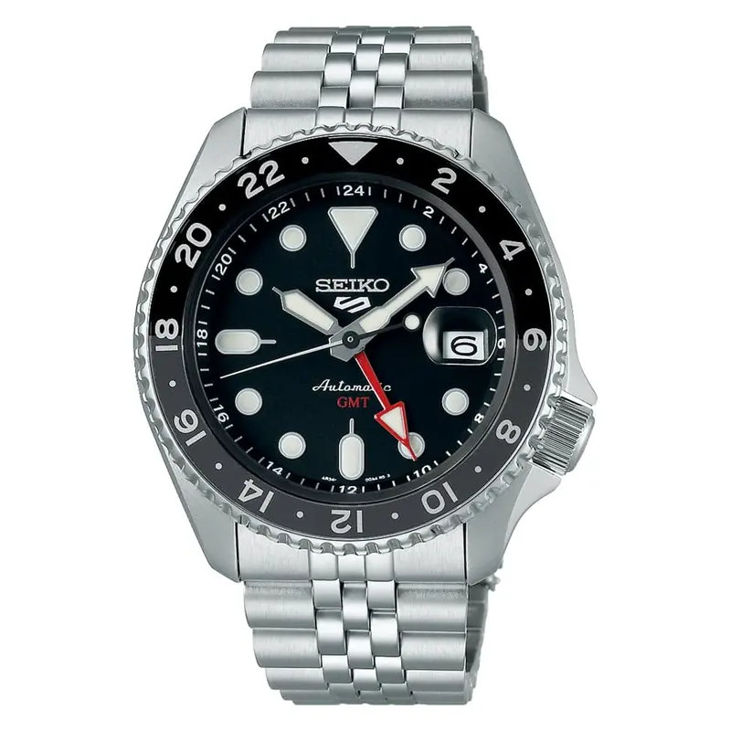 Seiko 5 Sports Gmt Black Dial With Silver Stainless Steel Strap Men Watch Ssk001k1p 2