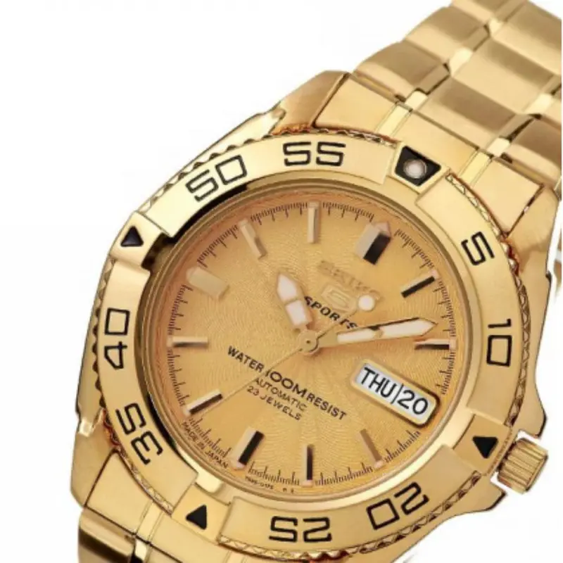 Seiko 5 Sports Gold Stainless Steel Men's Watch Snzb26j1p 2