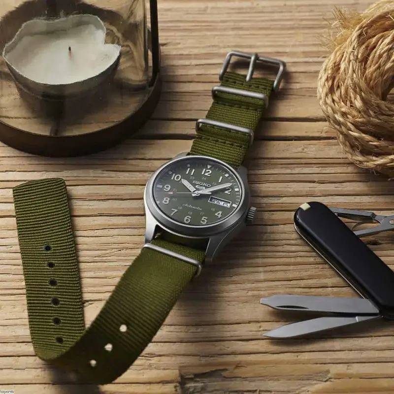 Seiko 5 Sports Green Nylon Strap Men's Watch Srpg33k1 2