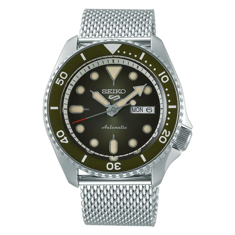 Seiko 5 Sports Mint Green Dial With Silver Milanese Strap Men Watch Srpd75k1p 1