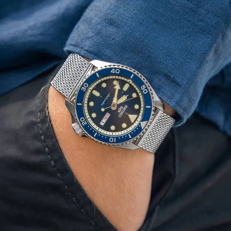 Seiko 5 Sports Skx Suits Style Blue Dial Milanese Strap Men Watch Srpd71k1p 2