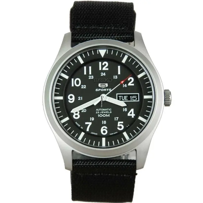 Seiko 5 Sports Snzg15j1p Black Nylon Strap Men's Watch 1