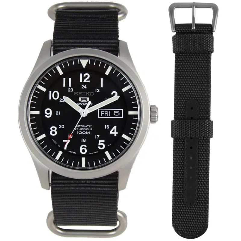 Seiko 5 Sports Snzg15j1p Black Nylon Strap Men's Watch 2
