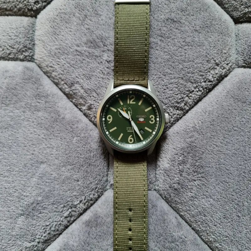 Seiko 5 Sports Ssa299k1 Automatic Men's Green Nato Strap Watch 1