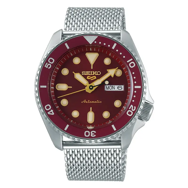 Seiko 5 Sports Suits Style Red Dial Silver Milanese Strap Men Watch Srpd69k1p 1