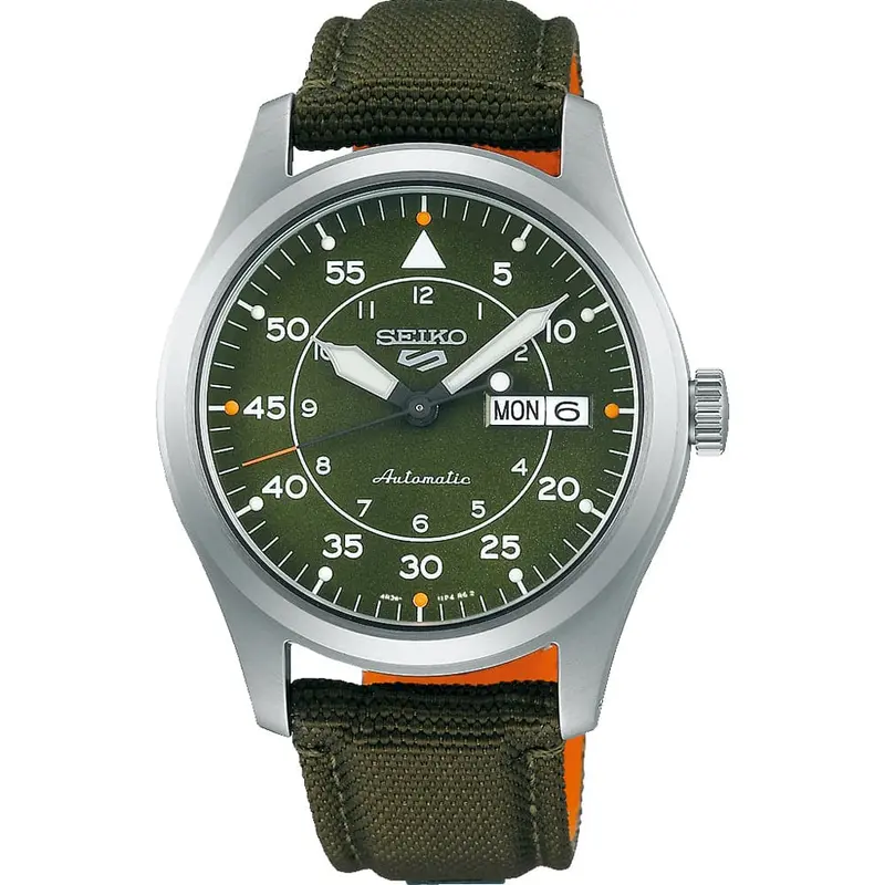 Seiko 5 Srph29k1 Green Textile Leather Men Watch 1
