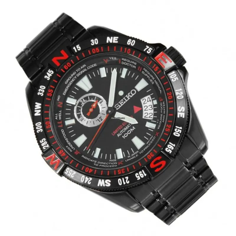 Seiko 5 Ssa113j1p Automatic Wr100m Date Black Sports Men's Watch 2