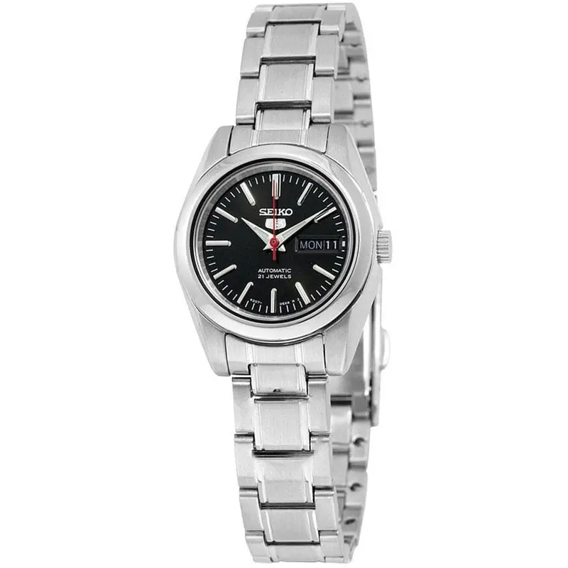 Seiko 5 Symk17k1 Black Dial Stainless Steel Watch Women's Watch 1