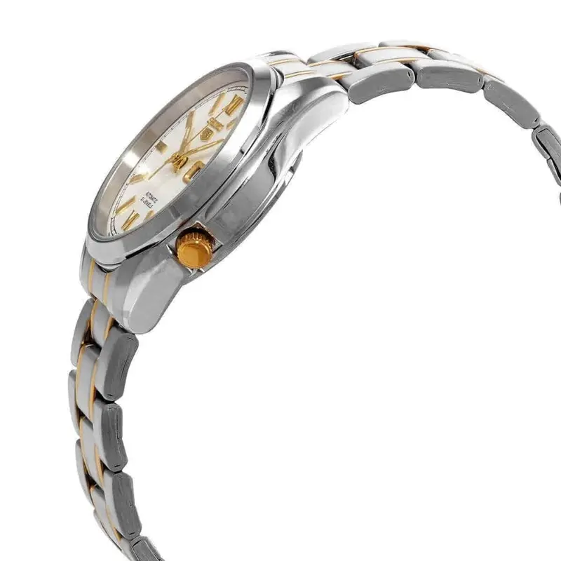 Seiko 5 White Dial Two-Tone Stainless Steel Strap Men Watch Snkl57k1p 2