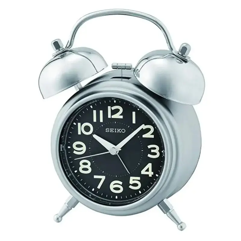 Seiko Alarm Clock Black Dial Silver Resin Qhk051a 1