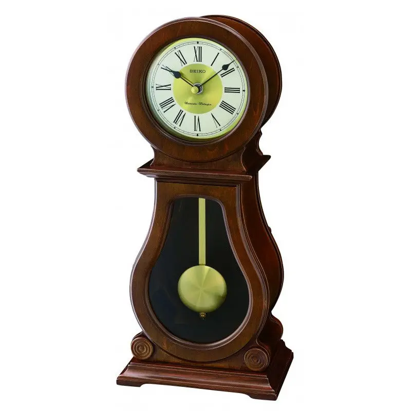 Seiko Analog Brown Color White Dial Melodies In Motion Mantel Clock Qxq035b 1