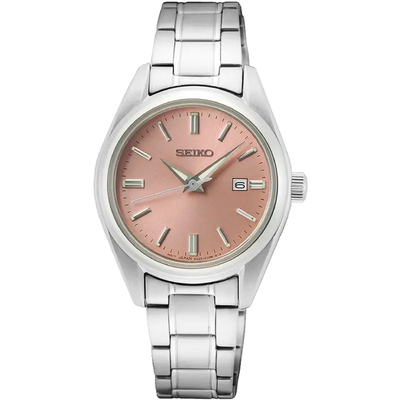 Seiko Analog Pink Dial Silver Stainless Steel Strap Women Watch Sur523p1 1