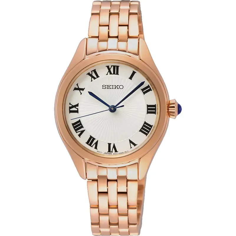 Seiko Analog White Dial Rose Gold Stainless Steel Sur332p1 1