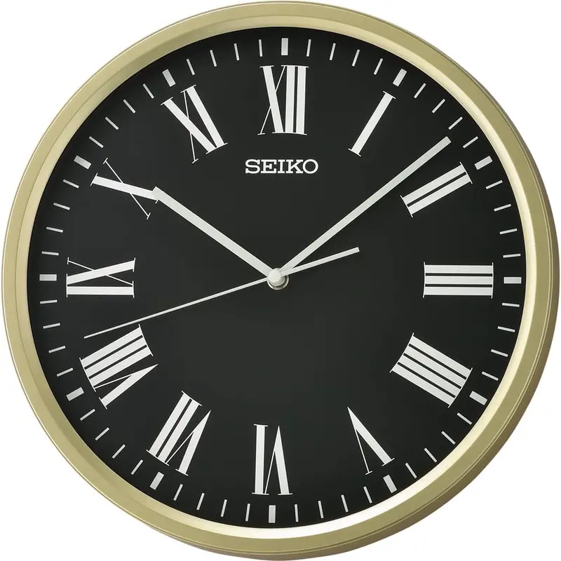 Seiko Black Dial Round Wall Clock Qha009g 1