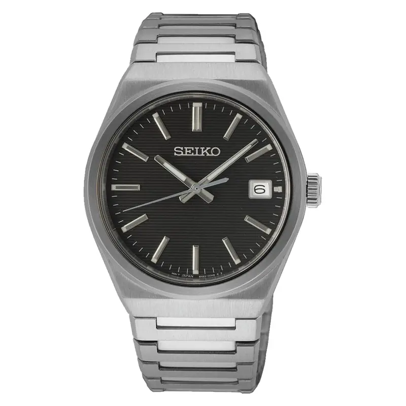 Seiko Black Dial Silver Stainless Steel Strap Men Watch Sur557p1p 1