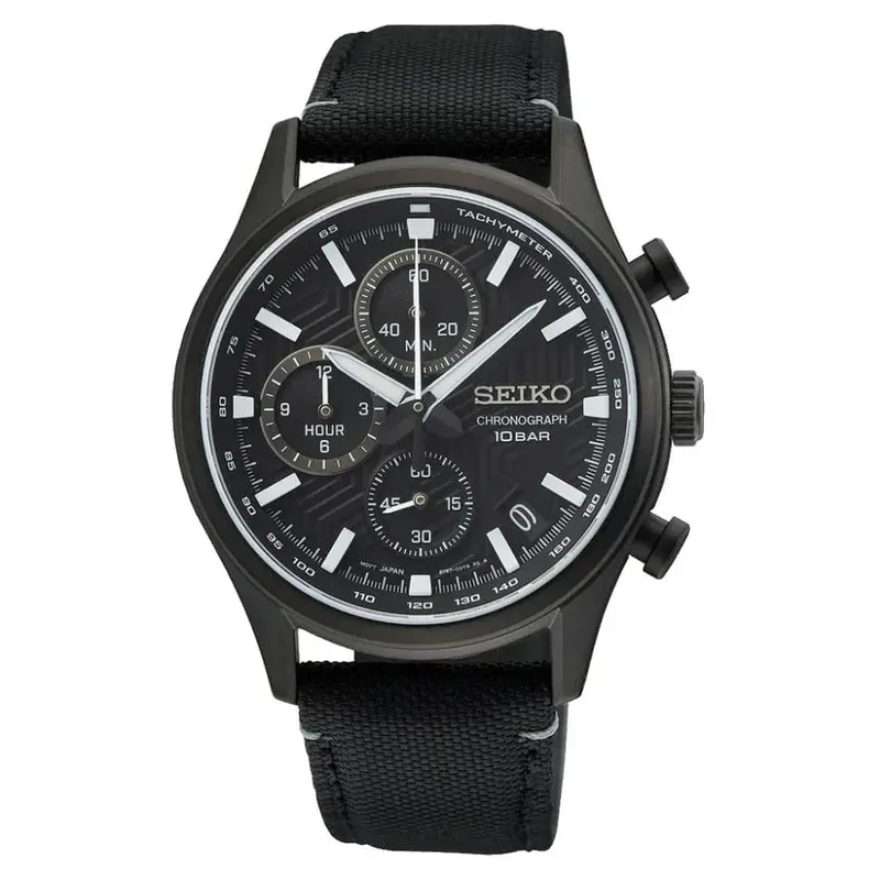 Seiko Chronograph Black Dial And Leather Strap Men Watch Ssb421p1p 1