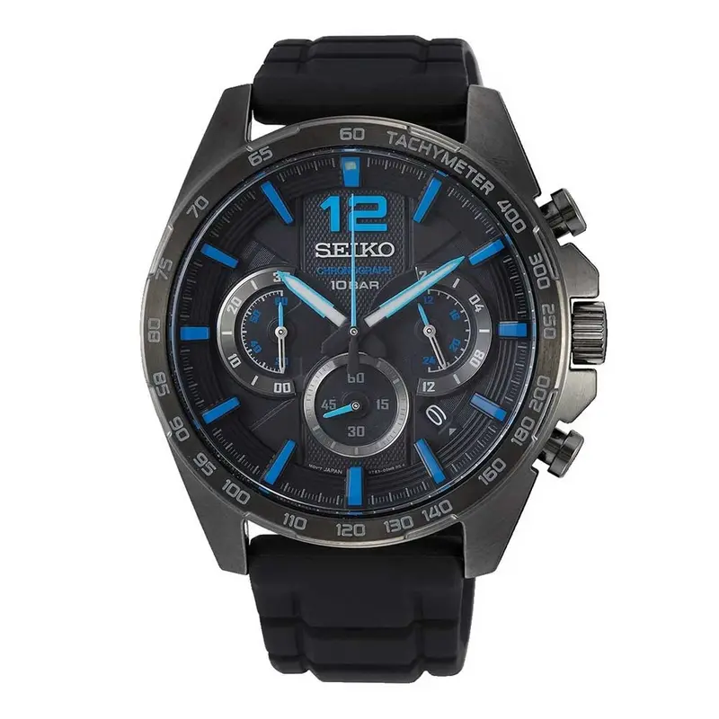 Seiko Chronograph Black Dial And Silicone Strap Men Watch Ssb353p1p 1