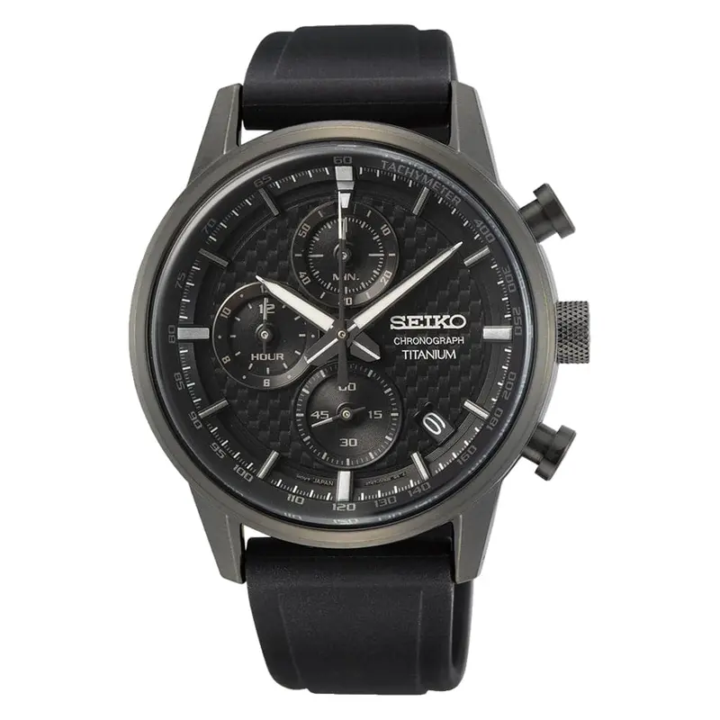 Seiko Chronograph Black Dial And Silicone Strap Men Watch Ssb393p1p 1
