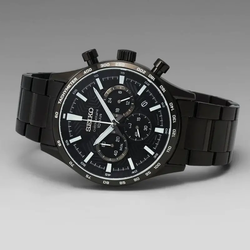 Seiko Chronograph Black Dial Stainless Steel Strap Men Watch Ssb415p1p 2