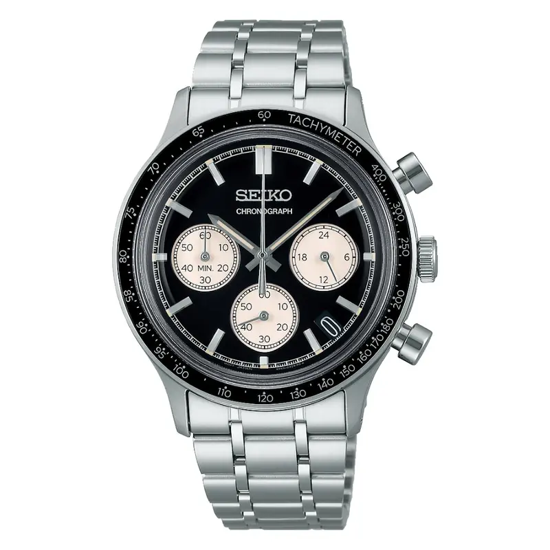 Seiko Chronograph Black Dial Stainless Steel Strap Men Watch Ssb479p1 1