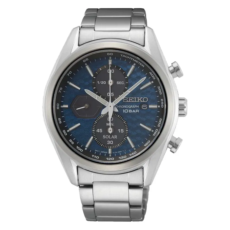 Seiko Chronograph Blue Dial With Silver Stainless Steel Men Watch Ssc801p1 1