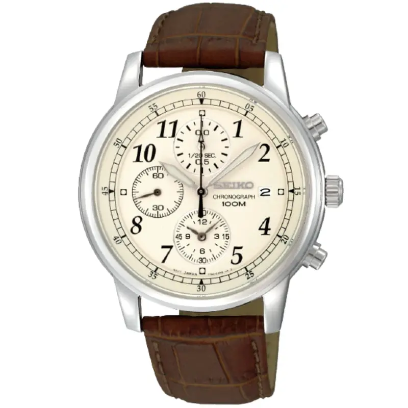 Seiko Chronograph Sndc31p1p Brown Leather Men's Watch 1