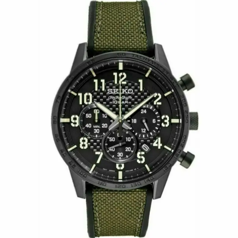 Seiko Chronograph Ssb369p1 Green Strap Men Watch 1