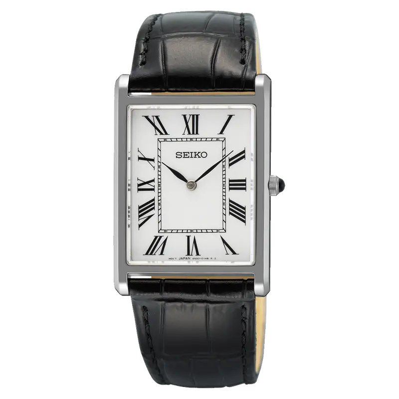 Seiko Classic Black Leather Strap Men Watch Swr103p1 1