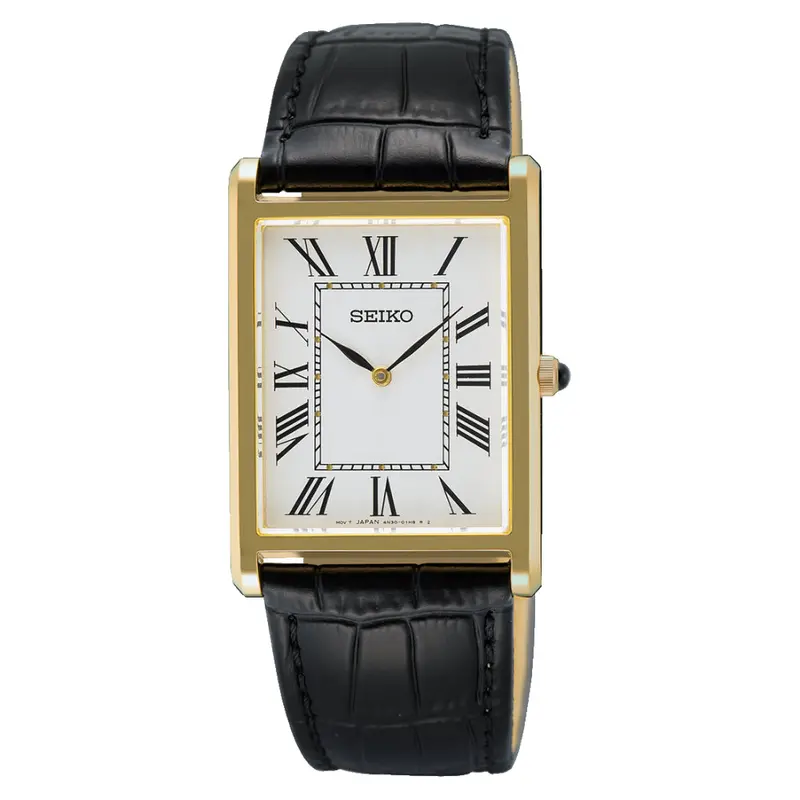 Seiko Classic Black Leather Strap Men Watch Swr104p1 1