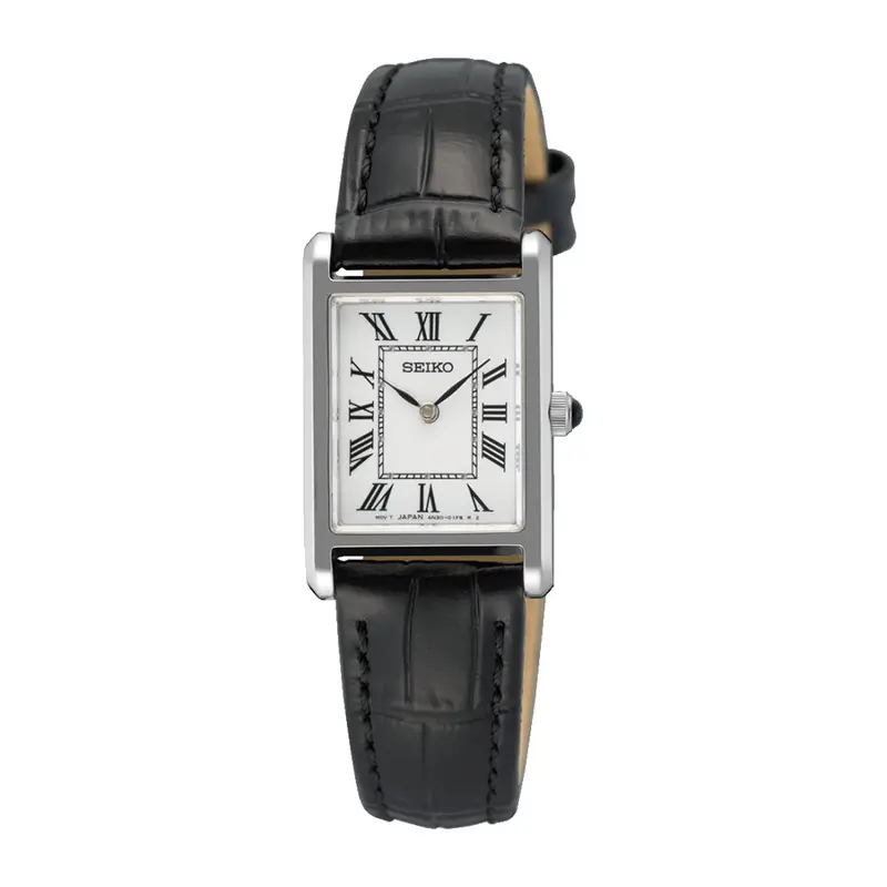 Seiko Classic Black Leather Strap Women Watch Swr107p1 1