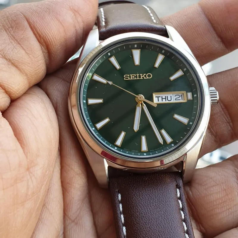 Seiko Classic Green Dial Brown Leather Strap Men Watch Sur449p1p 2