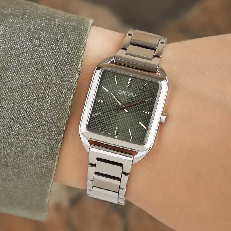 Seiko Classic Green Dial Silver Stainless Steel Strap Women Watch Swr075p1p 2