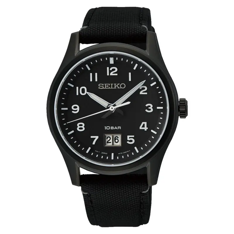 Seiko Classic Quartz Black Dial Nylon Strap Men's Watch Sur571p1p 1
