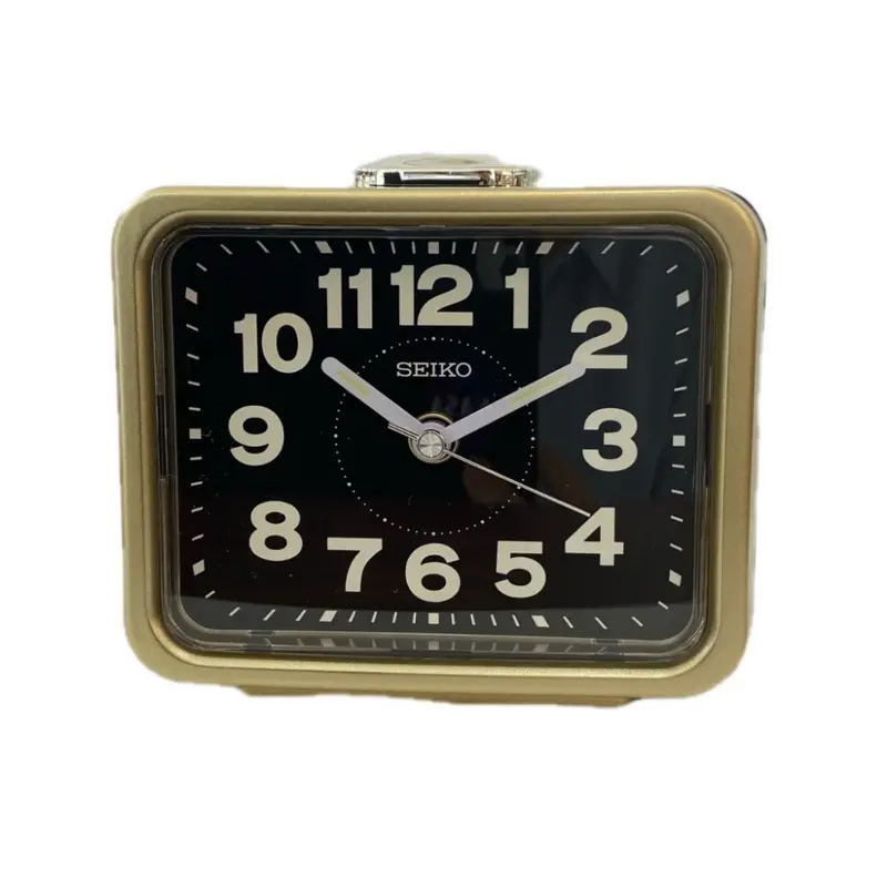 Seiko Clock Black Dial Gold Resin Case Qhk062g 1
