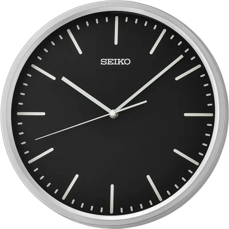 Seiko Clock Black Dial Round Wall Clock Qha009s 1
