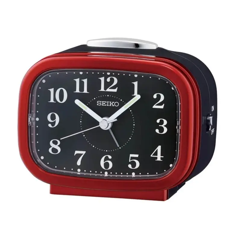 Seiko Clock Black Dial With Red & Black Resin Case Qhk060q 1