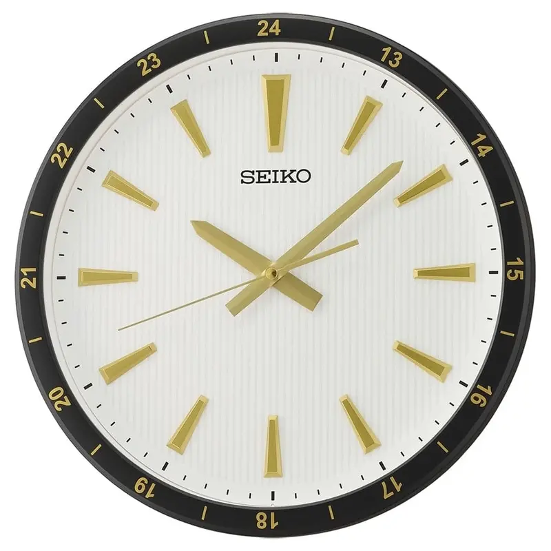 Seiko Clock Black Round Case White Dial Qxa802g 1