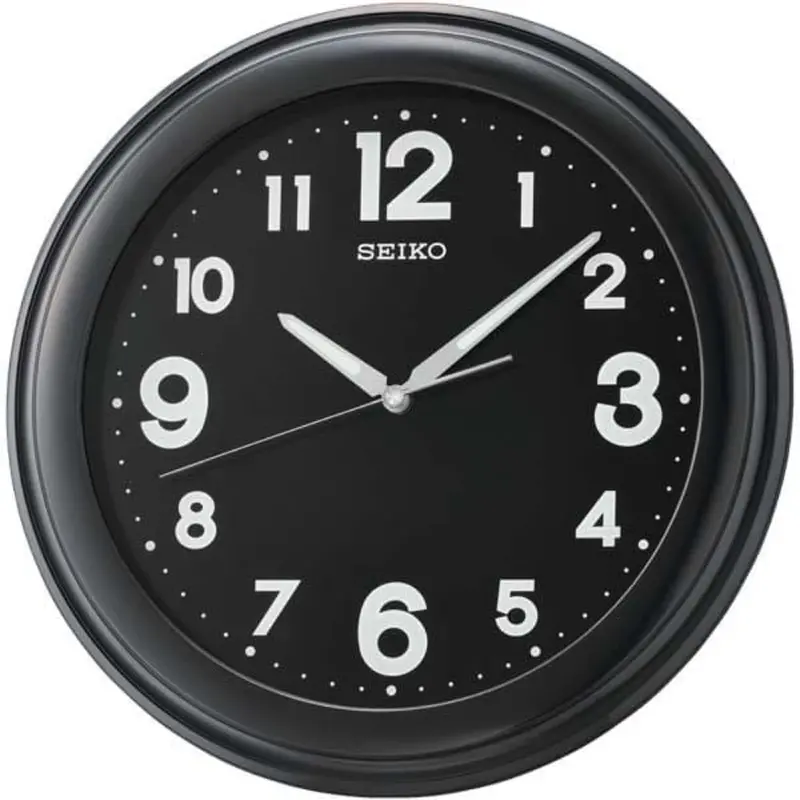 Seiko Clock Black Round Wall Clock Qxa721kt 1
