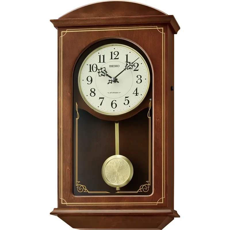 Seiko Clock Brown Wooden Clock Qxm610b 1